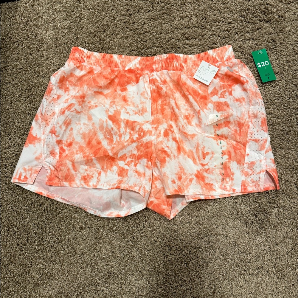 dip Women's Orange and White Athletic Shorts